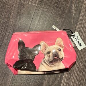 Catseye London pink pug vinyl makeup bag